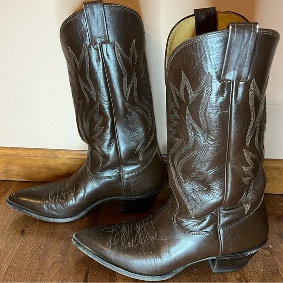 Nocona vintage brown cowboy boots size 9.5 Women’s 9 1/2 S91 - Picture 4 of 16